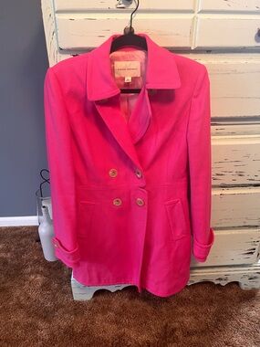 Banana Republic Women's Hot Pink Woven Cotton Double-Breasted Pea Coat. Size med